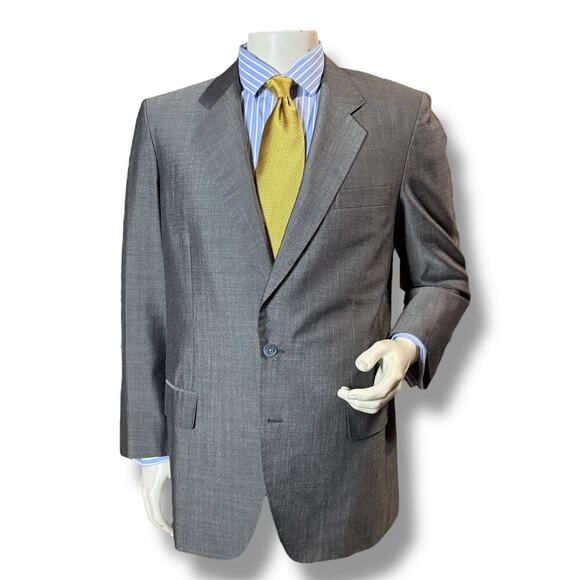 VTG G Handleman 2-Piece Suit Mens Gray Semi-Sharkskin Custom Made Size 44 - Picture 1 of 12